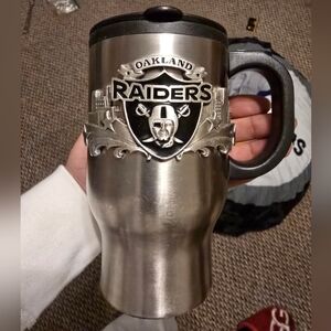 Oakland Raiders Silver Travel Mug